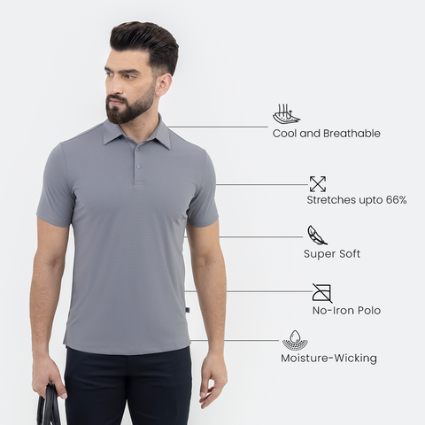 Grey Smart Stretch Polo