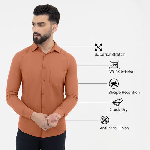 Solid Rust Workday Shirt with Raglan Sleeves