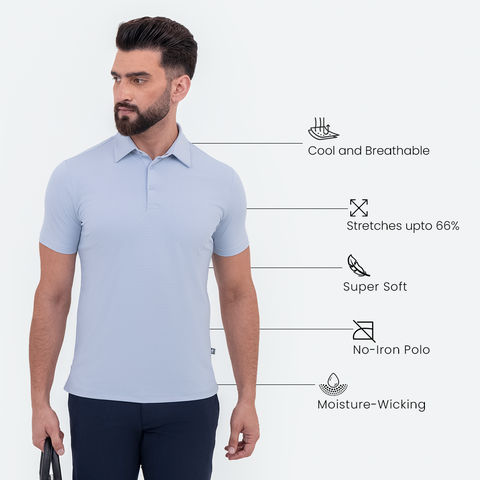 Ice Blue Smart Stretch Polo