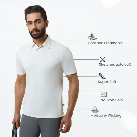 Solid White Smart Stretch Polo