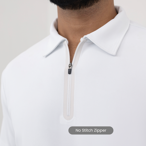 White ZipTech Work-Polo