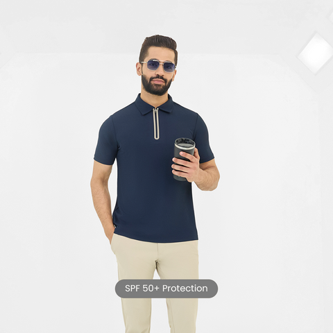 Navy ZipTech Work-Polo