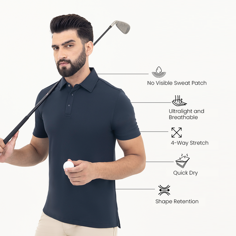 Navy Work X Golf No-Sweat Polo