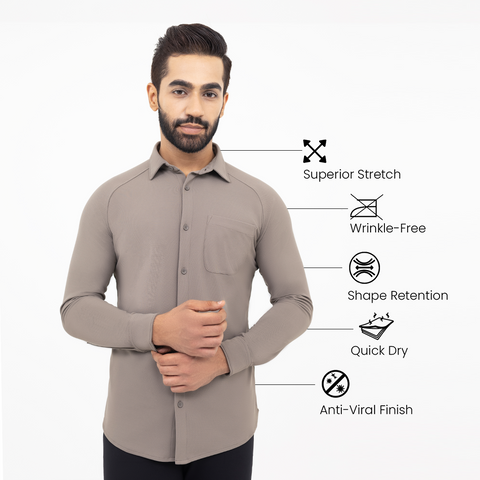 Charcoal Grey Workday Shirt with Raglan Sleeves