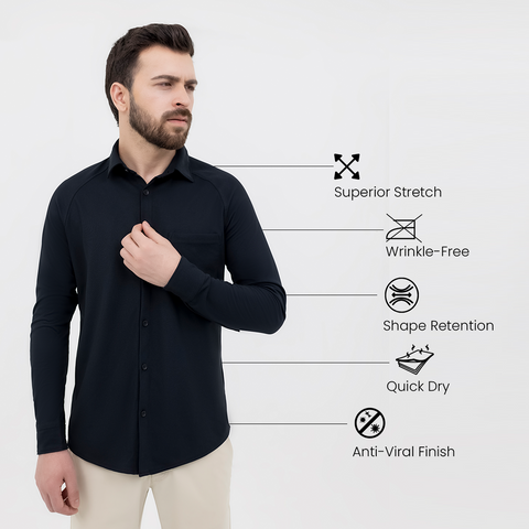 Solid Black Workday Shirt with Raglan Sleeves