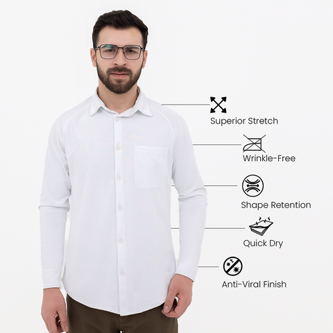 Solid Fog White Workday Shirt with Raglan Sleeves