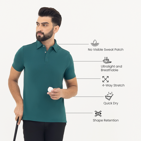 Teal Work X Golf No-Sweat Polo