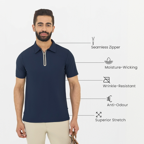 Navy ZipTech Work-Polo