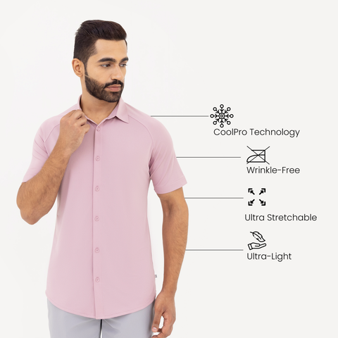 Solid Mauve Raglan-Short Sleeves CoolPro Shirt