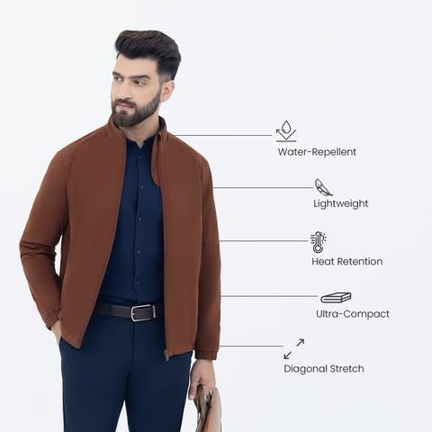 Coffee Brown Workday Jacket with Raglan Sleeves