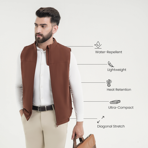 Coffee Brown Sleeveless Workday Jacket