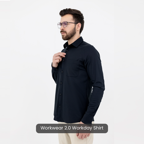 Solid Black Workday Shirt with Raglan Sleeves