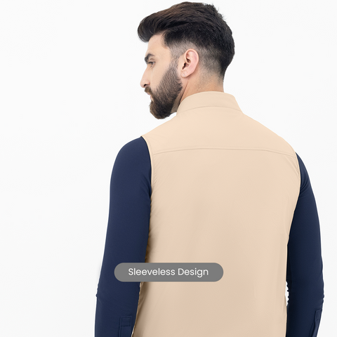 Desk Beige Sleeveless Workday Jacket