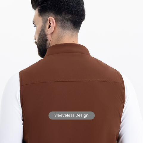 Coffee Brown Sleeveless Workday Jacket