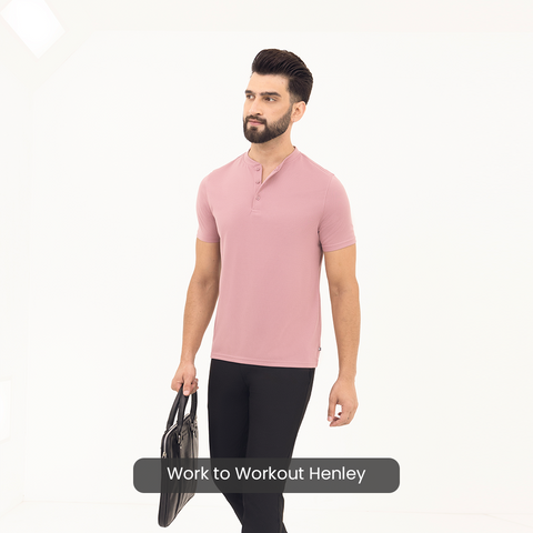 Solid Mauve Work to Workout Henleys