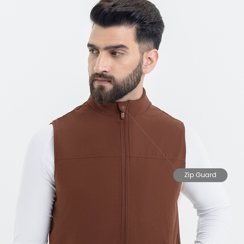 Coffee Brown Sleeveless Workday Jacket