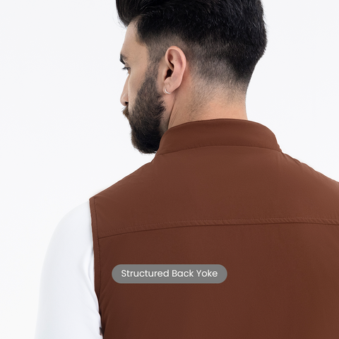 Coffee Brown Sleeveless Workday Jacket