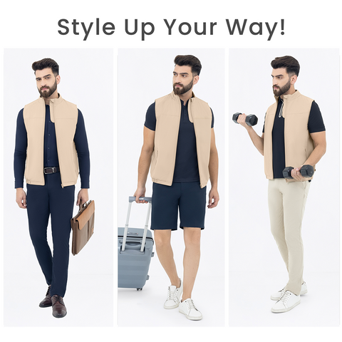 Desk Beige Sleeveless Workday Jacket