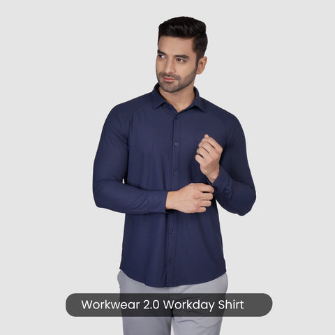 Solid Navy Workday Shirt with Raglan Sleeves