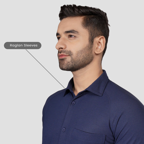 Solid Navy Workday Shirt with Raglan Sleeves