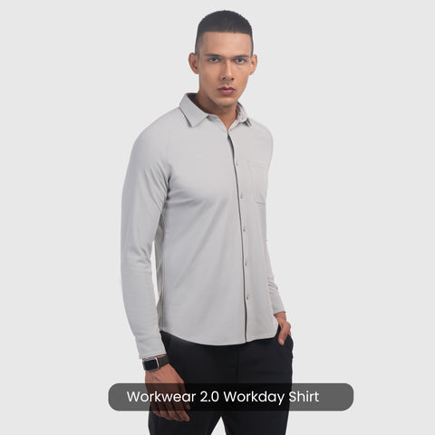 Solid Steel Grey Workday Shirt with Raglan Sleeves