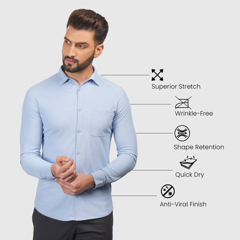 Ice Blue Workday Shirt with Raglan Sleeves