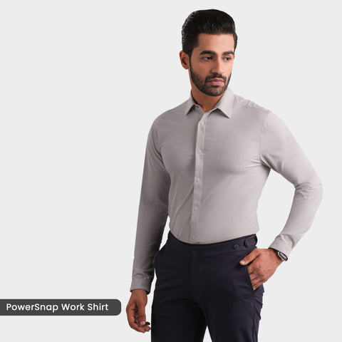 Light Grey PowerSnap Work Shirt