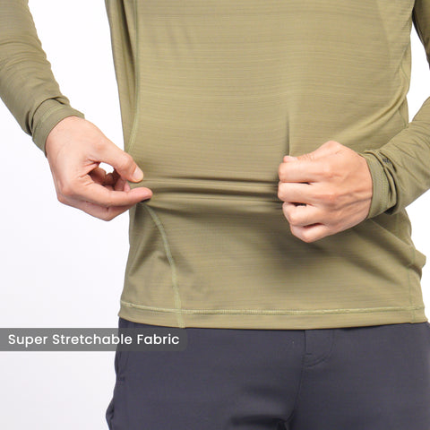 Work to Workout Olive 1/4 Zip T-Neck - Harfun.in