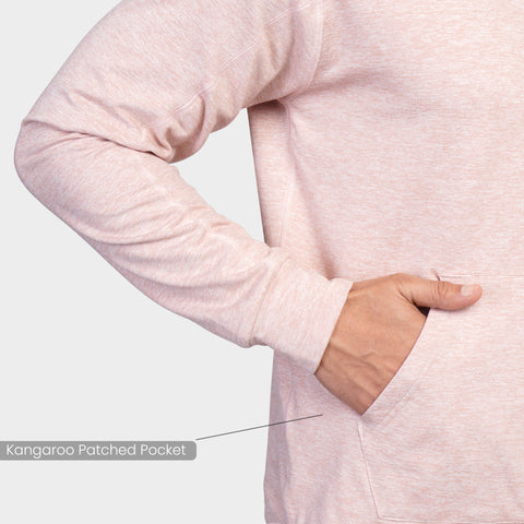 Work-Travel Melange Misty Pink Pocket Hoodie - Harfun.in