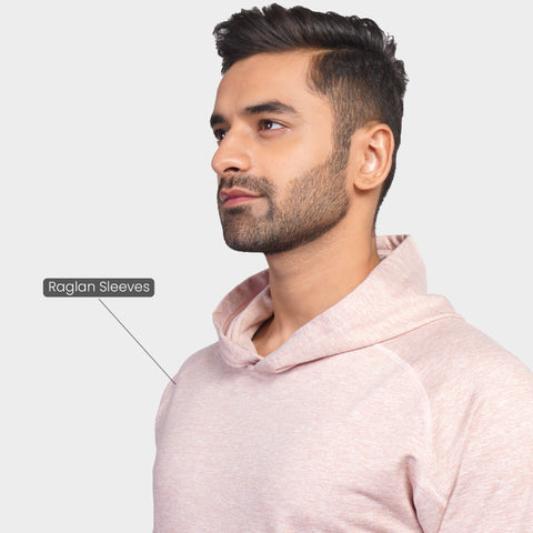 Work-Travel Melange Misty Pink Pocket Hoodie - Harfun.in